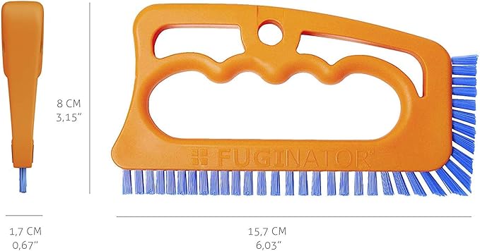 Fuginator Scrub Brush for Tile & Grout: Stiff Nylon Bristle Scrubbing Brush & Handle Connector - Bathtub/Shower Scrubber for Floor Joints - Cleaning Brushes & Supplies for Bathroom & Kitchen (Black)