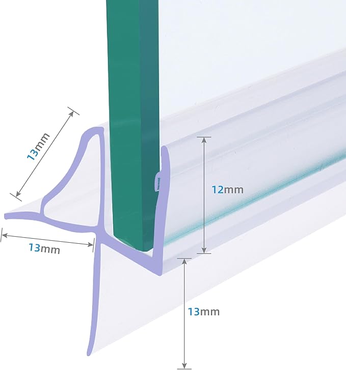 Frameless Shower Door Bottom Seal, 2 PCS 3/8" x 36" Shower Door Sweep for 3/8 Inch Glass, Glass Shower Door Seal Strip, Stop Shower Leaks and Create a Water Barrier(9D)