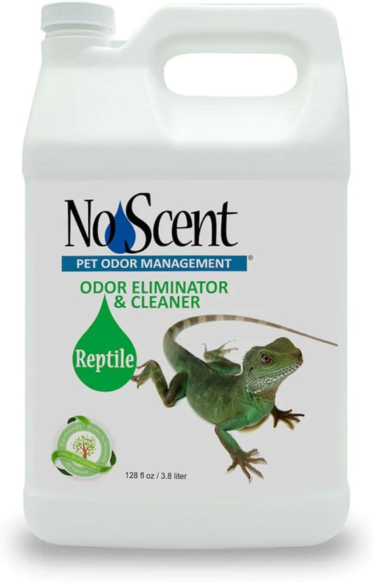 No Scent Reptile Tank Cleaner Spray & Pet Odor Management for Bearded Dragon, Turtle, Lizard Terrarium Freshener (128 Fl Oz/Gallon)