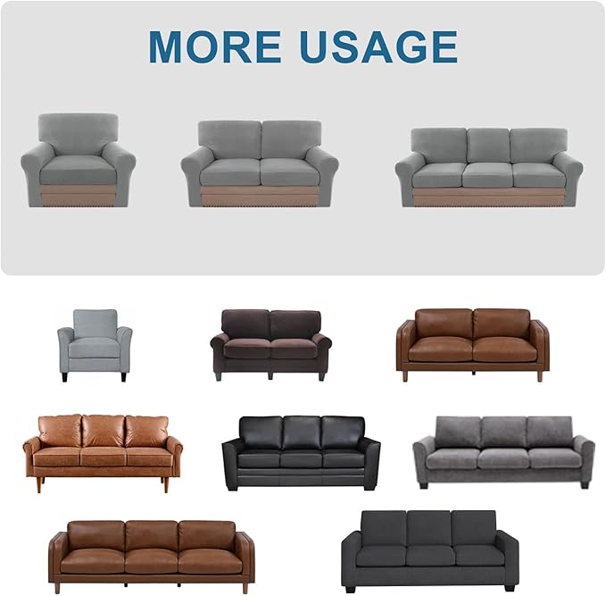 H.VERSAILTEX Multi-Pieces Sofa Covers Stretch Couch Covers Form Fitted Seats and Back Cushions Covers (2 Seat Covers Plus 2 Back Cusion Covers, Bonus 2 Armrest Covers), Dove
