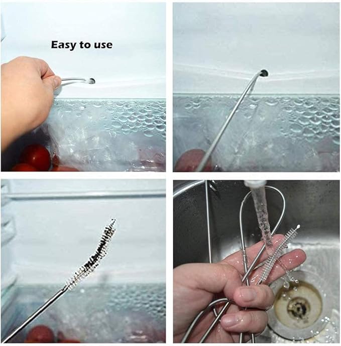 Extra Long Pipe Tube Cleaner Fridge Drain Pipe Dredging Tool Flexible Drain Brush Skinny Tube Spiral Cleaning Brush Drinking Straw Cleaner Brush Nylon Spring Brush 155CM 3pcs