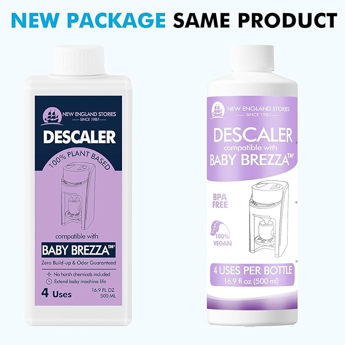 New England Stories Baby Brezza Compatible Descaler 33.8 Fl Oz, Universal Cleaner Solution for Baby Brezza and Other Baby appliances, Remove Build-up Extends Machine’s lifespan