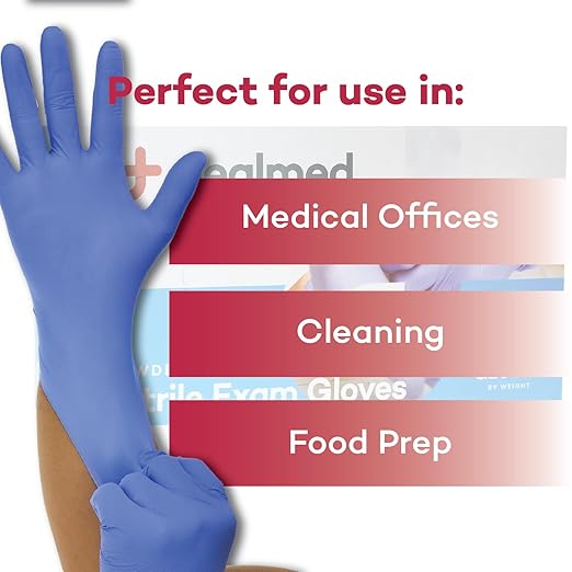 Dealmed Nitrile Exam Gloves – 100 Count Large (Case of 10) Disposable, Non-Irritating, Latex Free, Multi-Purpose for First Aid Kit, Medical Facilities & More