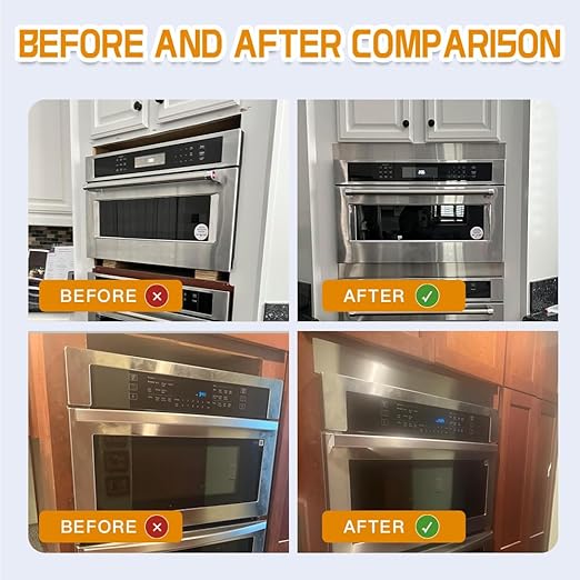2Pcs 304 Brushed Stainless Steel Sheet Gap Filler, Metal Trim Strip for Wall Oven/Microwave Combo/Range/Cooktop, Self-Adhesive Gap Cover, 30 Inches Long, 2 Inches Wide