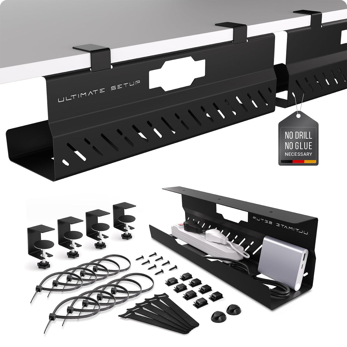 Under Desk Cable Management Tray no Drill – Wire Man | Cable Managemen - Image 1