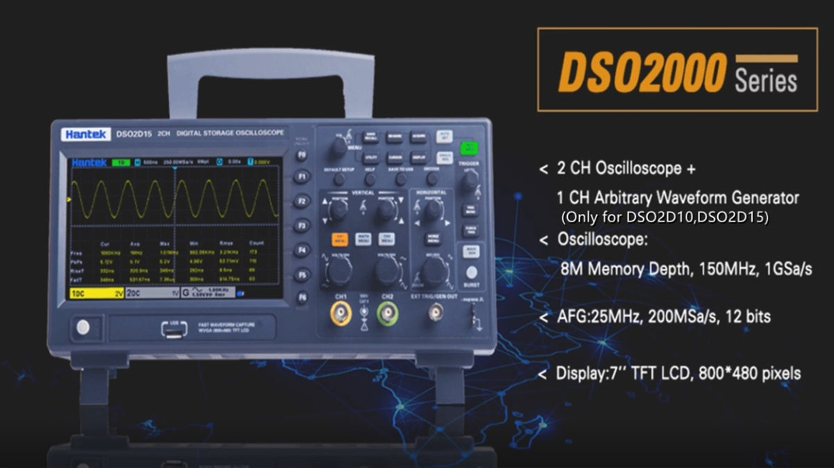 Hantek DSO2D15 Digital Storage Lab Oscilloscopes150MHz Bandwidth - Image 8
