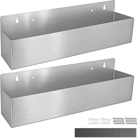 2 Pcs 22 Inch Single Speed Rail Stainless Steel Liquor Bottle Holder Silver Drink Rail Shelf Wall Mounted Spray Bottle Rack for Bars