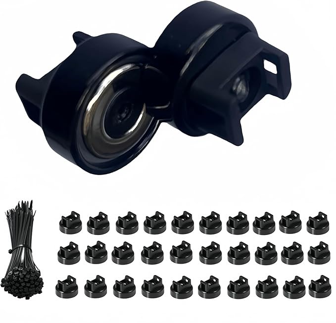 Heavy-Duty Magnetic Zip Tie Mounts,30Pcs Multipurpose Cable Holder with Nylon Cable Ties (100 Pieces) for Efficient Wire Management