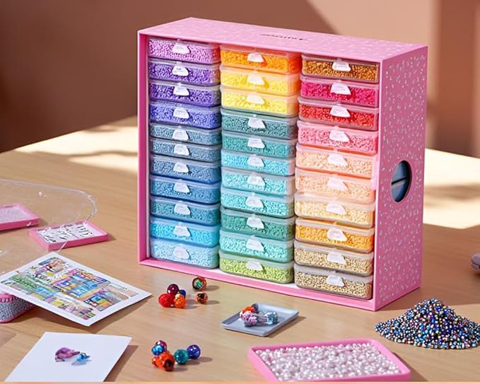 50pcs Diamond Painting Trays with Lids - Thickened Diamond Art Storage Containers, Stackable Diamond Art Trays, Painting Organizer Accessories for 5D Art Beads Storage & Line-Up