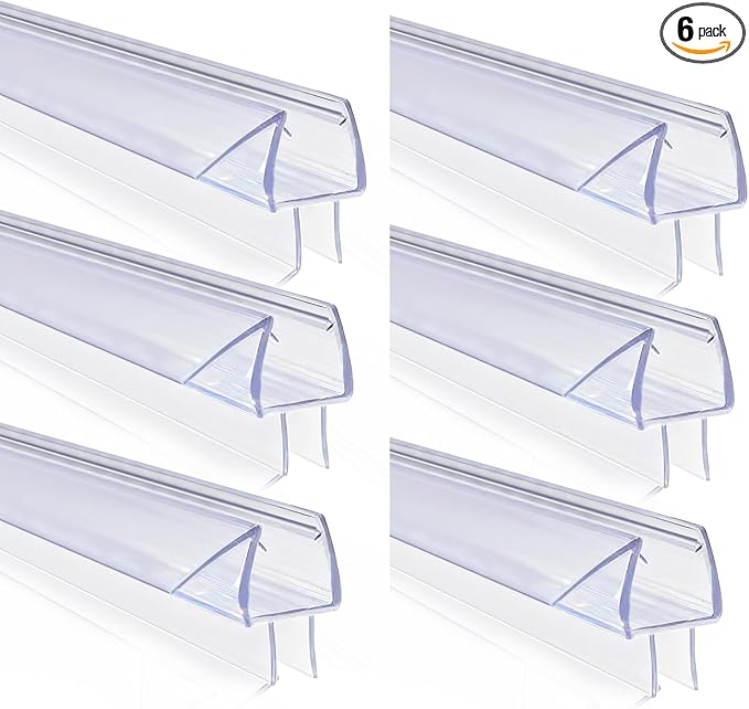 39 inch Shower Door Bottom Seal, 6 Pack Frameless Glass Shower Door Sweep Strip for 3/8'' Glass Stop Shower Leaks and Create a Water Barrier