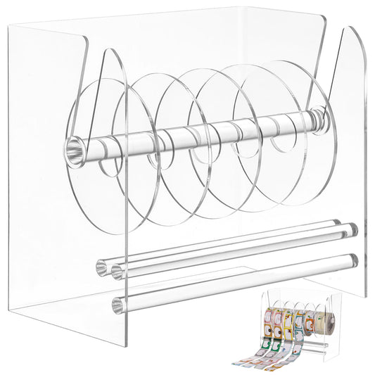 Clear Acrylic Label Holder w/5 Dividers, Desktop Tape Dispenser - Image 1
