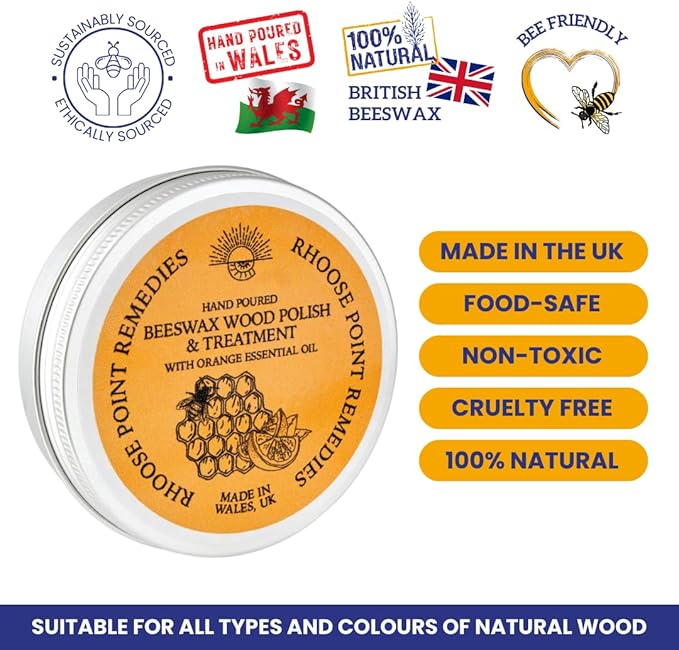 Beeswax Furniture Polish & Conditioner for Wood (Orange 3.4 Fl Oz) Enhances the Natural Beauty of Oak Pine Beech & More Seals & Protects for a Perfect Finish Bees Wax Polish Protects & Enhances