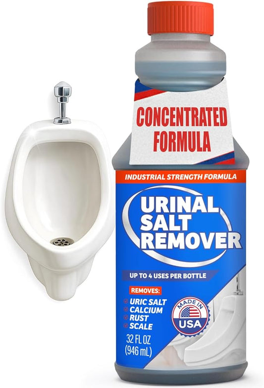 Commercial-Grade Urinal Salt Remover – Made in the USA – Odor Neutralizing Urinal Cleaner for Salt, Calcium, Rust and Scale Build-Up – Safe For All Plumbing – 32 fl oz