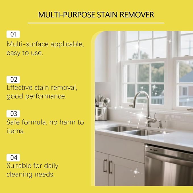 Stain Remover Spray, Fast Acting Deep Cleaning Spray for Kitchen,Bathroom,Toilet & Car, All Surface Cleaner Helps Remove Hard Water Stains,Rust,Yellowing & Stubborn Residues