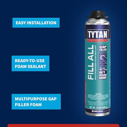 Fill All 24 oz Gap Filler Expanding Foam Sealant, Gaps & Cracks Spray Foam Insulation, Waterproof Polyurethane, Gun Not Included (1x24oz)