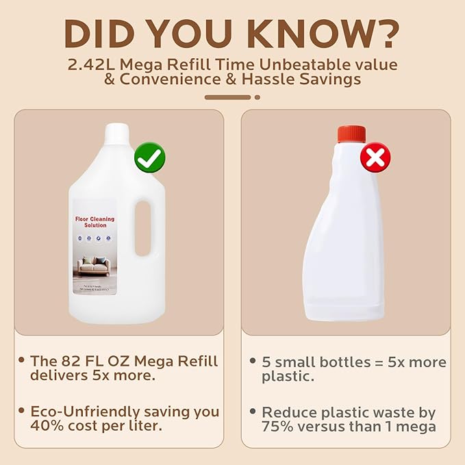 Floor Cleaning Solution, 82 Fl Oz - Compatible with All Roborock Mopping Robots (S7, S8, Qrevo, Q7, Q8 series), Low-Foam Pet and Kid Friendly (Fresh Fragrance)