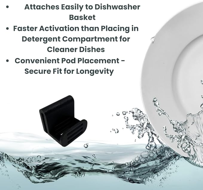 Dishwasher Pod Holder for Improved Dish Cleaning | Securely Place Pod in Compartment for Faster Activation | Made in USA (1-Pack, Black)