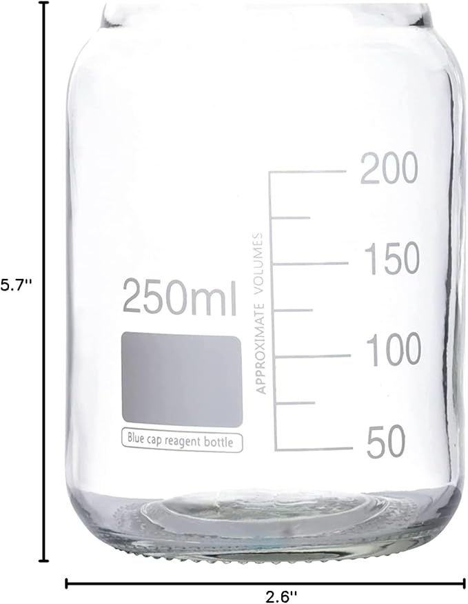 Lab Media Storage Round Bottles Graduated Glass Container GL45 Screw Cap Leakproof Multi-Purpose for Scientific | pack of 10 (Orange,250ml)
