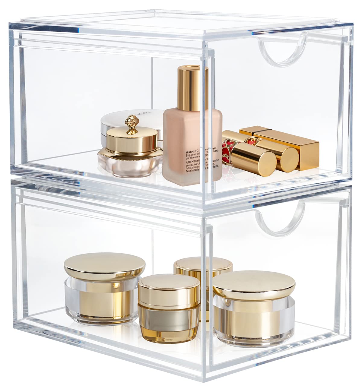 AMEITECH 2 Pack Clear Stackable Storage Drawer, Bath | All Products - Image 1