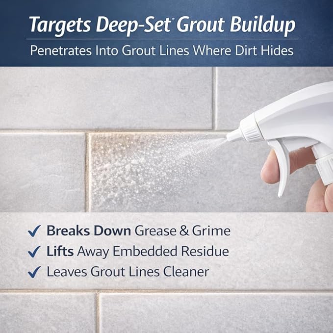 Fuller EZ Clean Grout Cleaner – Professional Strength Tile & Grout Cleaner Spray, Extra Heavy Duty Deep Cleaning Formula, No Mixing Needed, Removes Dirt & Stains, 32 fl. Oz (With Sprayer)