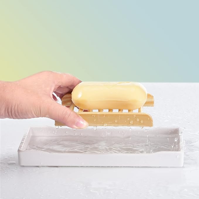 Rtteri 80 Pieces Bamboo Wood Soap Dish Tray Bathroom Wooden Soap Holder Handmade Bathtub Shower Dish Accessories for Home Bathroom Kitchen Sponge Scrubber