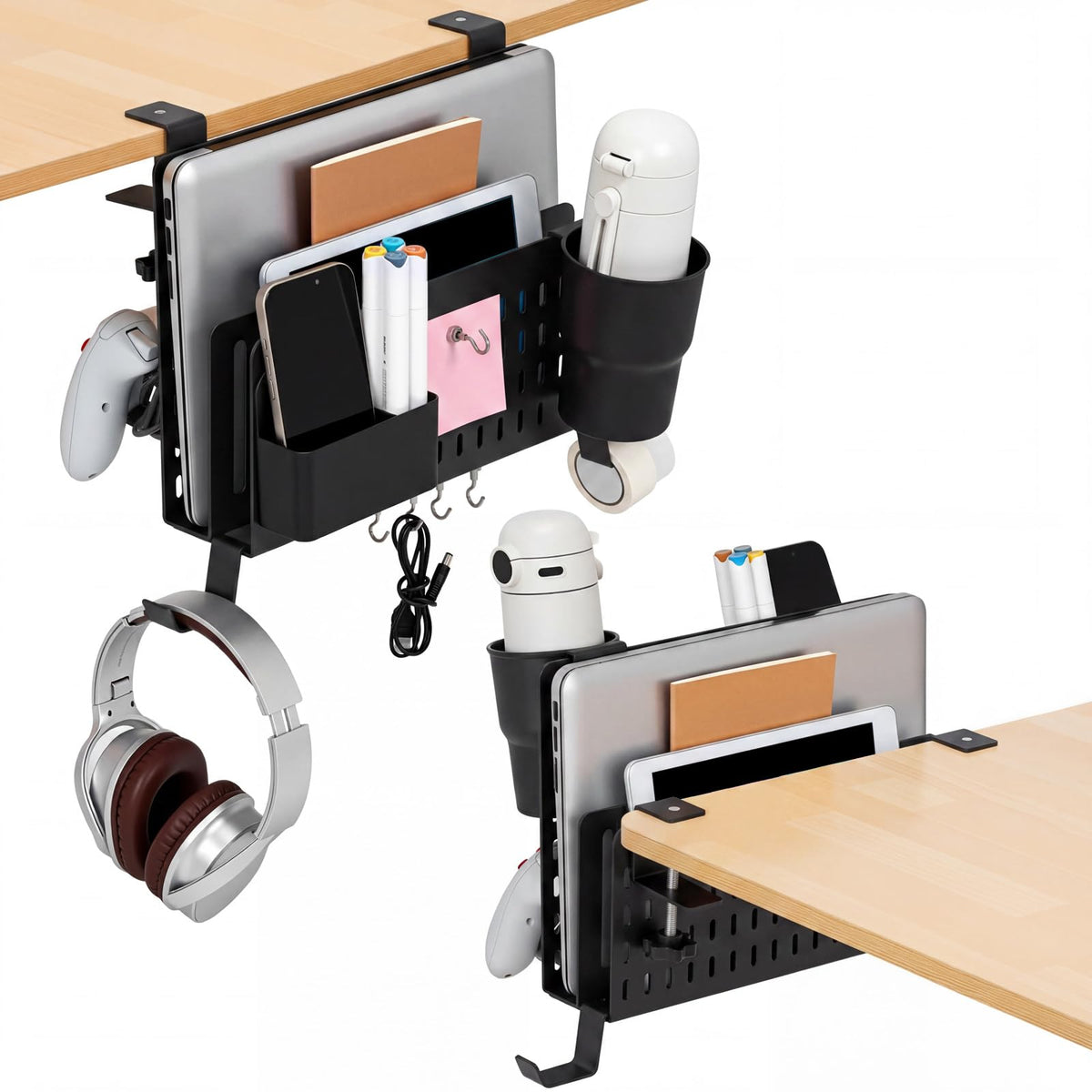 Desk Side Storage Organizer Set Fits Edge 0.2-2.2",Classic,Black - Image 1