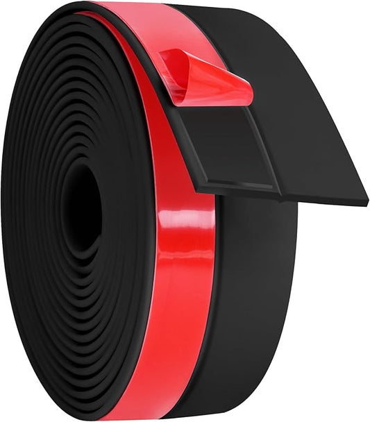 ToLanbbt Weather Stripping Silicone Door Seal Strip 2 in x 10 ft Door Draft Stopper Self Adhesive Tape, Side & Bottom Gaps Insulation Seal for Glass Shower Sliding Window, Black