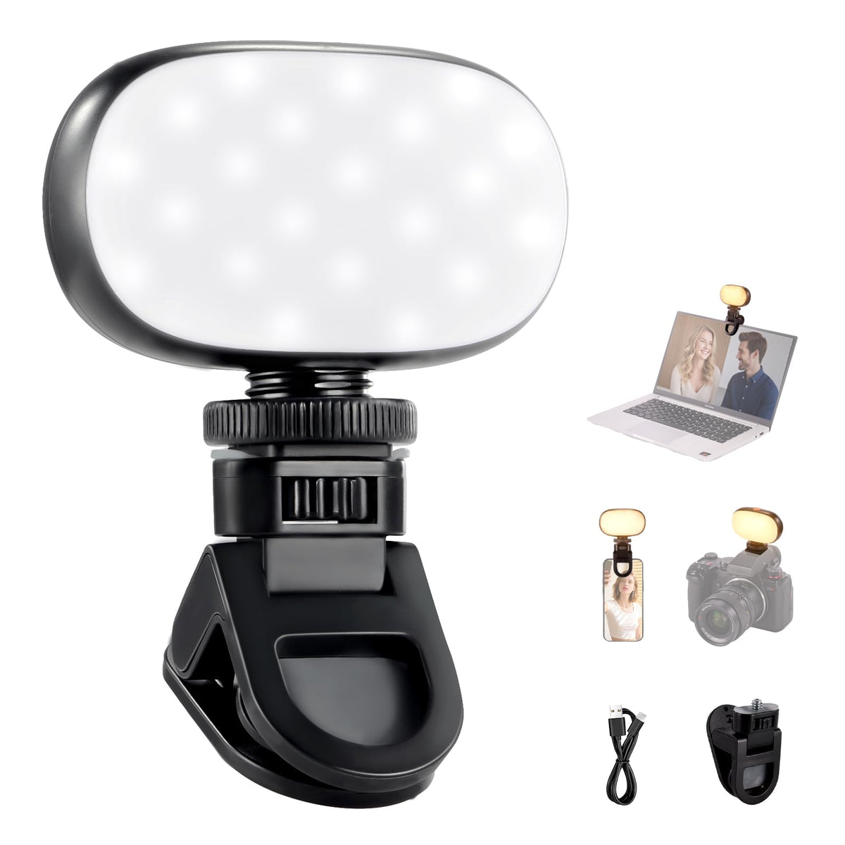 NEEWER Basics Portable Selfie Light, 3W Clip on Phone Small LED - Image 1
