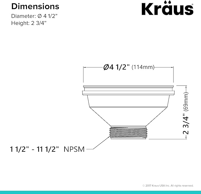 Kraus Kitchen Sink Strainer for 3.5-Inch Drain Openings in Brown, PST1-BR