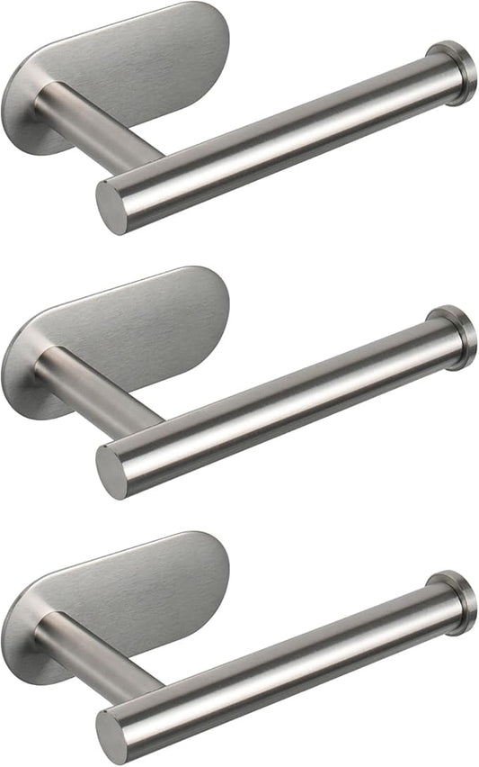 NearMoon Toilet Paper Holder Self Adhesive, Premium Thicken SUS304 Stainless Steel Rustproof Adhesive Toilet Roll Holder no Drilling for Bathroom, Kitchen, Washroom (3 Pack, Brushed Nickel)