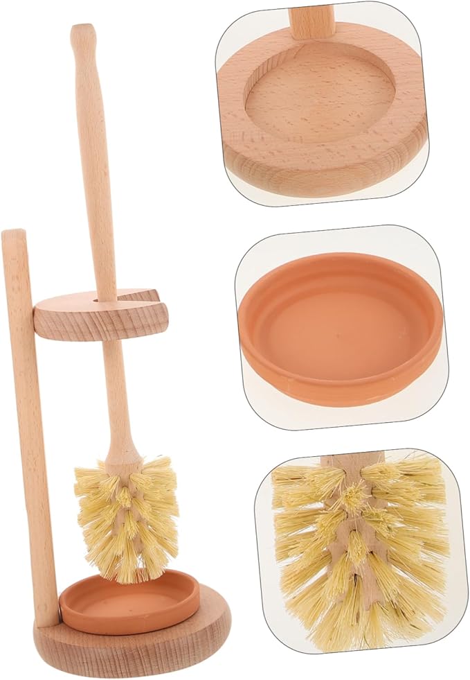 Beaupretty 1set Toilet Brush with Handle and Base Bathroom Scrubber for Deep Compact and Lightweight Design Removal for Toilets and Bathroom