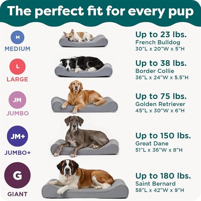 FurHaven Orthopedic Dog Bed for X-Large Dogs, Luxe Lounger Contour Mattress with Medical-Grade Solid Orthopedic Foam for Joint Support, Removable Washable Cover, Jumbo/XL, Plush Suede, Chocolate