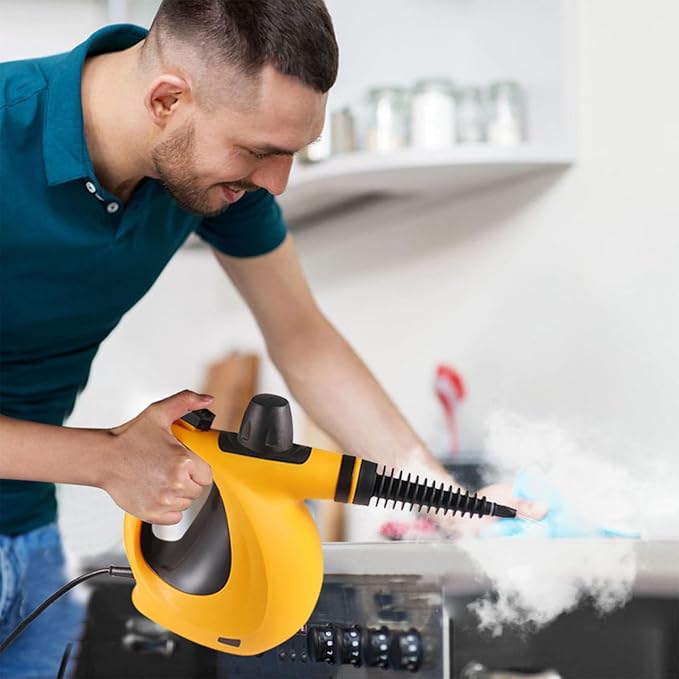 Powerful Handheld Steam Cleaner with 11pcs Attachments for All Surface Cleaning, Chemical Free Steam Cleaner for Home, Steamer for Cleaning Bathrooms, Kitchens, Tile, Grout, Windows, Shower, Couch,Car