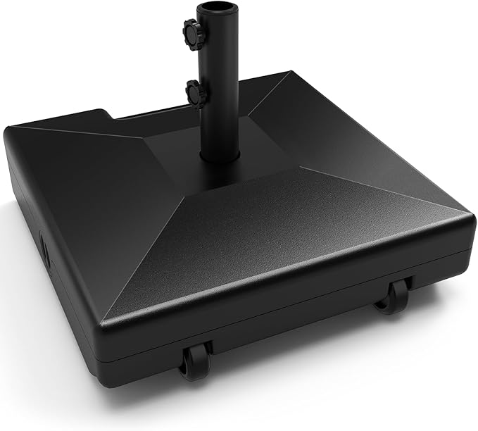 GT GETCO TECH Umbrella Base with Wheels and Handle, Heavy Duty Umbrella Stand Base 120lbs, Fillable Umbrella Base Outdoor Base for Patio, Poolside, Deck, Lawn, Windproof, Fits Most Sized Umbrellas