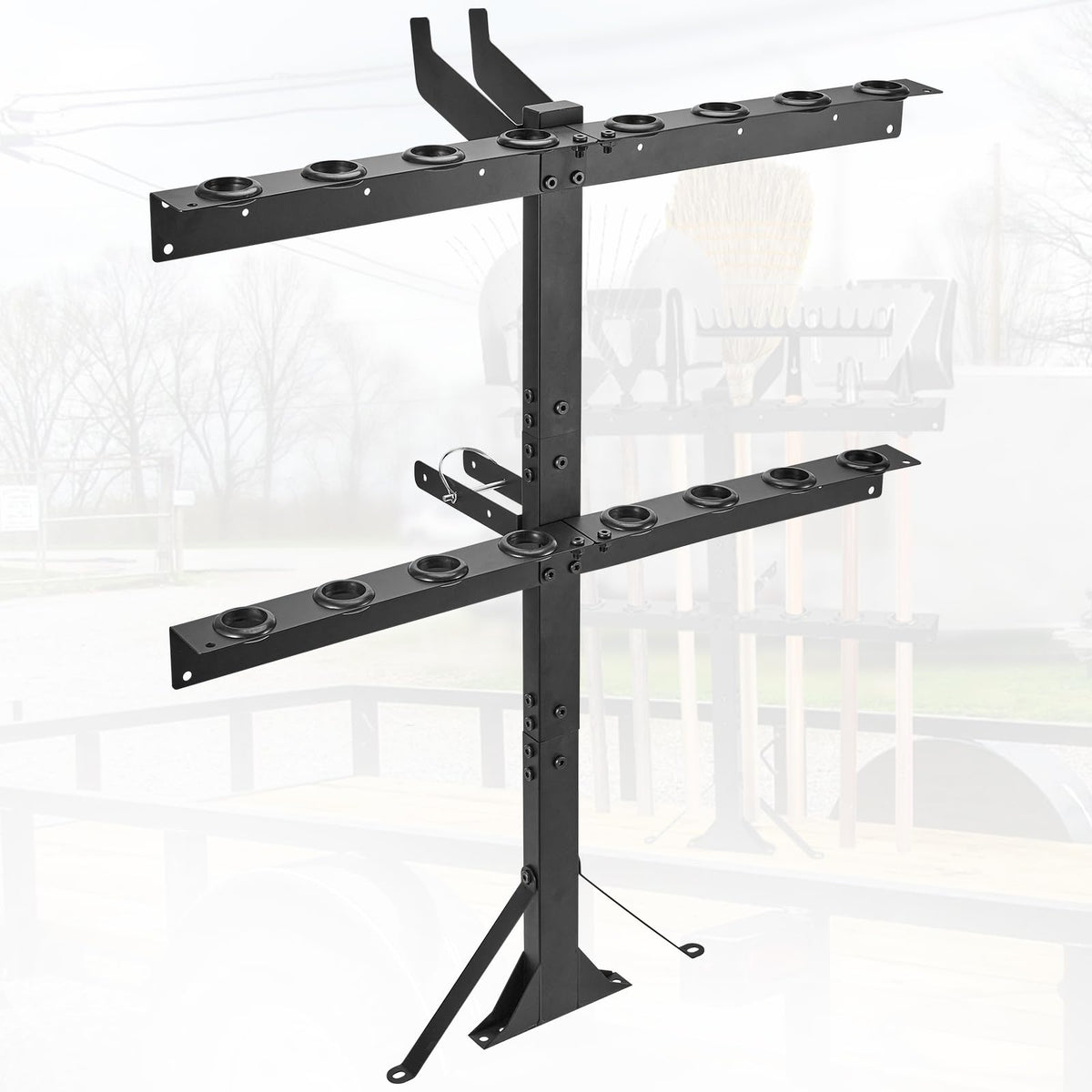 Upgraded Utility Trailer Tool Rack, 8-Hole Shovel and Rake - Image 1