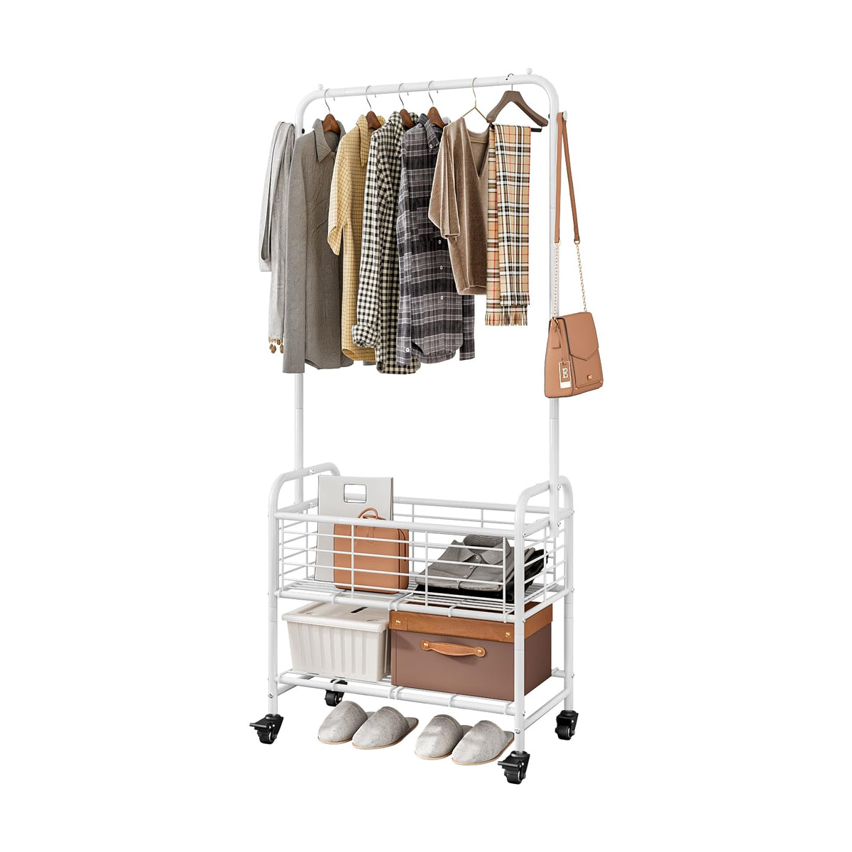 SUOERNUO Laundry Cart with Basket Hanging Rack Sorter - Image 1