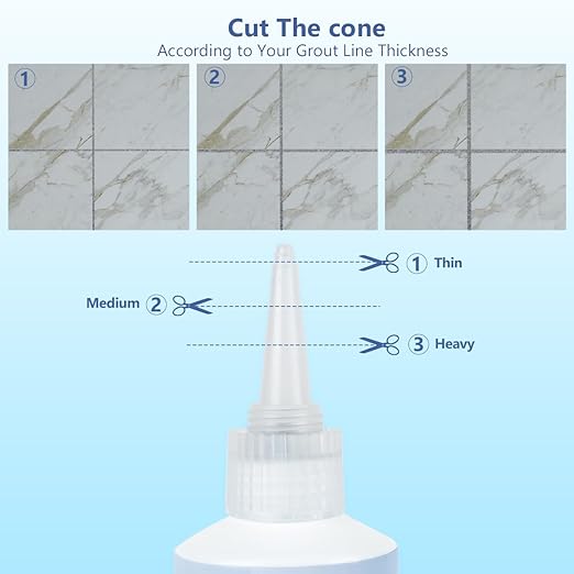 Tile Grout Repair Kit - Grout Filler, Grout Repair Paste with Silicone Trowel Scraper, Fast Drying Grout Repair Kit for Bathroom Shower Kitchen Floor Tile, Waterproof (17.64 oz, Silver)