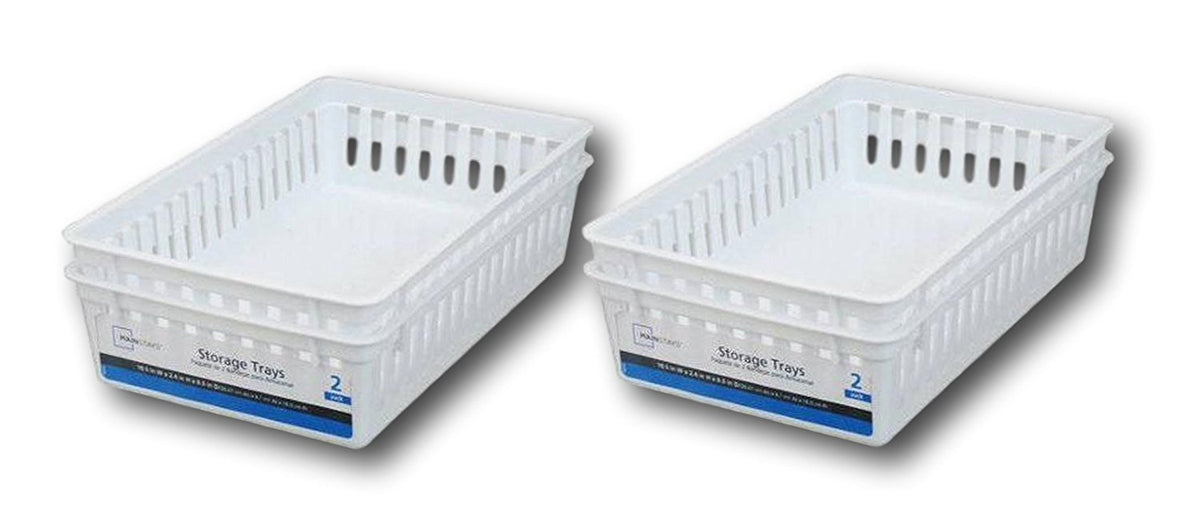Plastic Rectangular Storage Trays Baskets Organization Bundle - Image 1