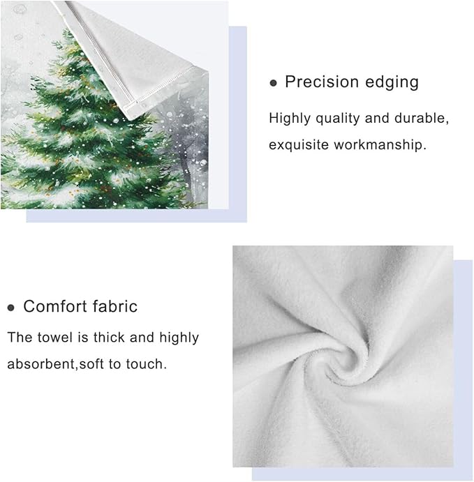 Pfrewn Christmas Winter Towels Set of 3 Rustic Christmas Tree with Snowflakes Bathroom Towel Soft Absorbent Bath Hand Towels Washcloth Guest Towel Sets Xmas Holiday Decor