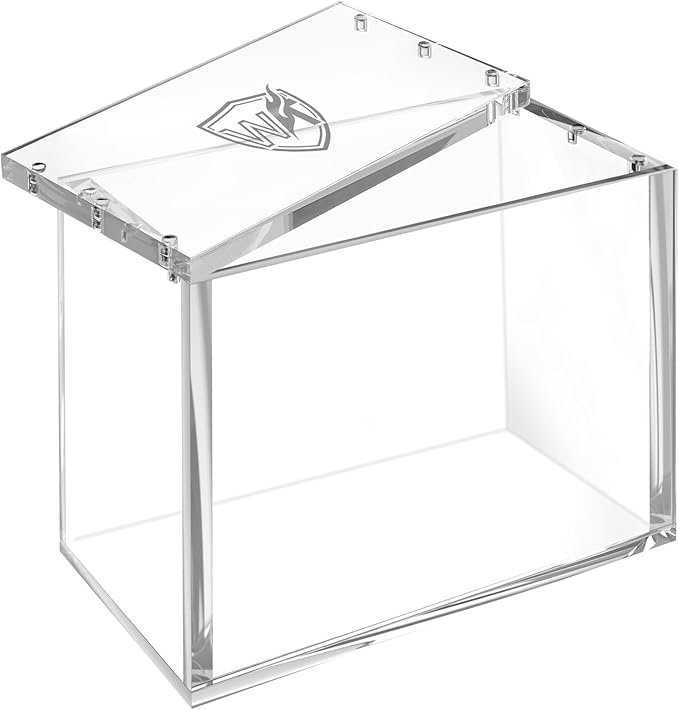 PKMN Booster Box Case, 8mm Ultra Thick Acrylic Protector with Magnetic Lid, Stackable Clear Display Box for Trading Card Collection