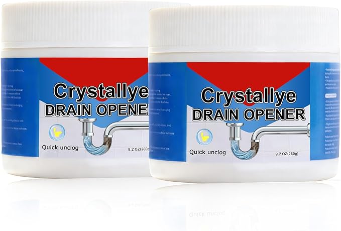 Crystal Lye Drain Opener – Powerful Unclogging Action for Bathroom & Kitchen Pipes (2PC)