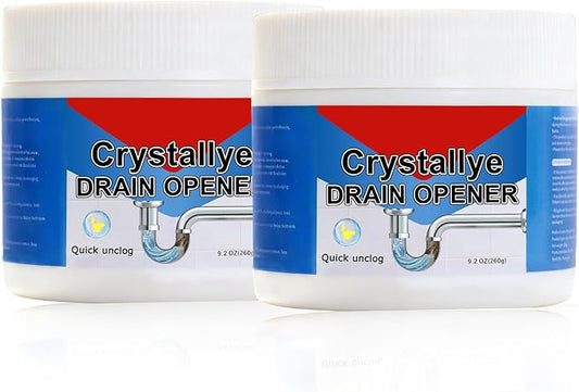 Crystal Lye Drain Opener – Powerful Unclogging Action for Bathroom & Kitchen Pipes (2PC)