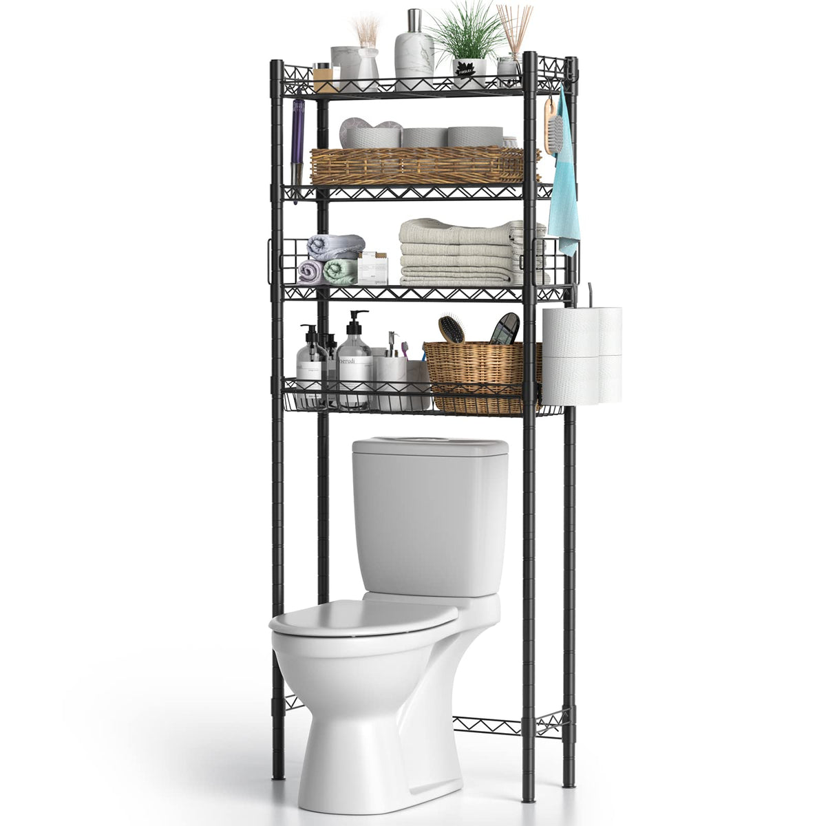 Hodonas Over Toilet Bathroom Organizer, Black - Image 1