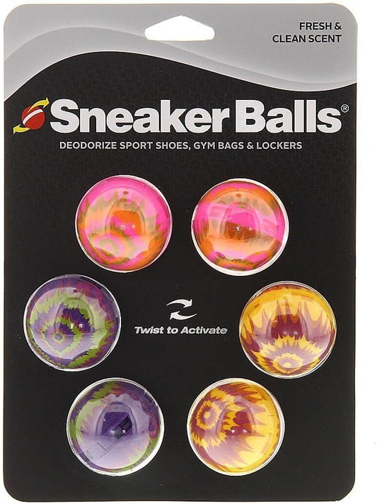 Sneaker Balls Odor-Fighting Shoe Fresheners, Eliminates Unpleasant Smells, Perfect For Sneakers, Gym Bags, Gear Bags, Drawers, Lockers, And More!, Radial Tie Dye, 6 Pack