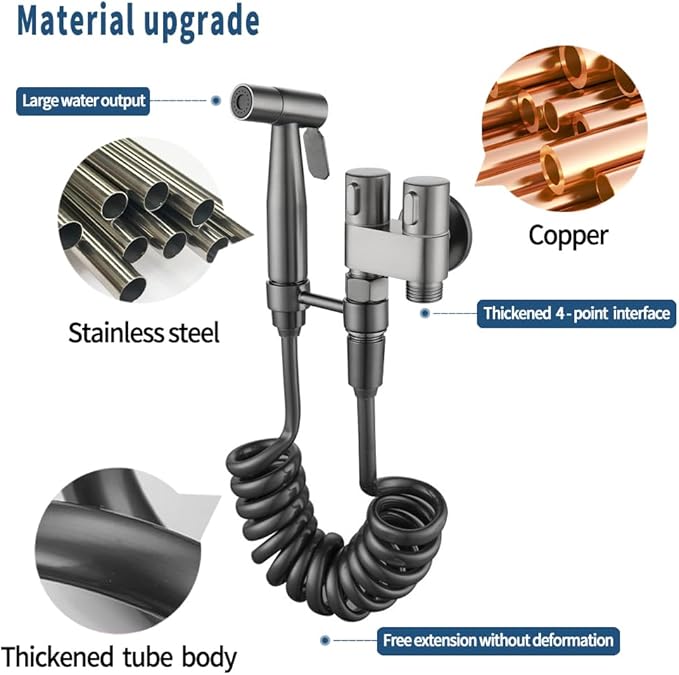 MLD Hand Held Bidet Sprayer for Toilet, Muslim Shower Bidet Hose Toilet Faucet Sprayer Kit, Toliet Jet Spray Bidet Attachment with T Valve, Toilet Water Spray Shower for Washer and Cleaner