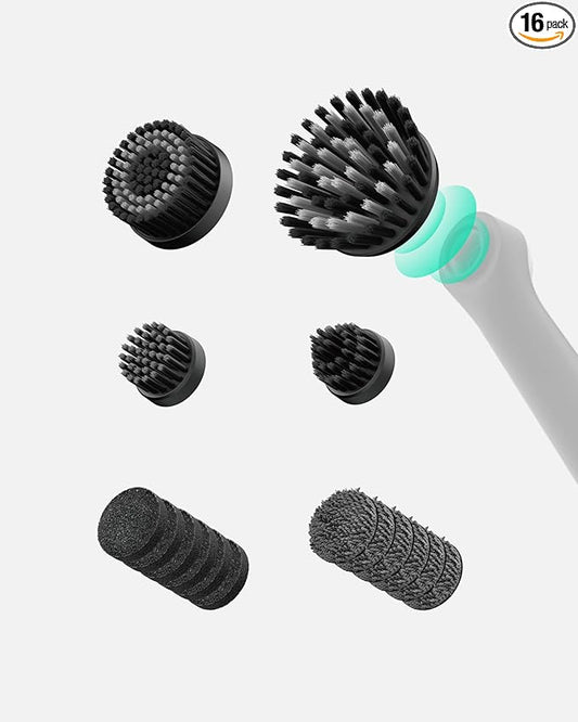 HOTO 16 PCS Replacement Brush Heads for Wand™ Grout Brush, Suitable Electric Scrubber Only, Cordless Spin Scrubber Accessories for Tiles, Grout, Corners, Crevices