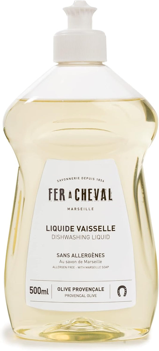 Fer à Cheval Marseille Dishwashing Soap, Olive Oil Based, Made in France - Liquid Dishwashing Soap, 500 ml/16.9 fl oz