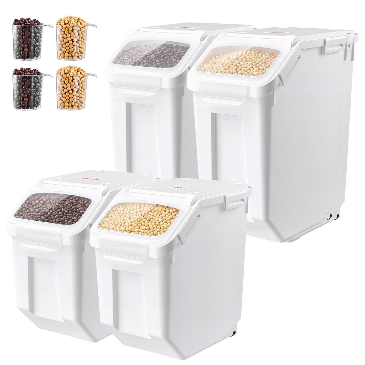 VEVOR Rice Storage Container 4 Pack 24lbs/3.96Gal x 2 + - Image 1