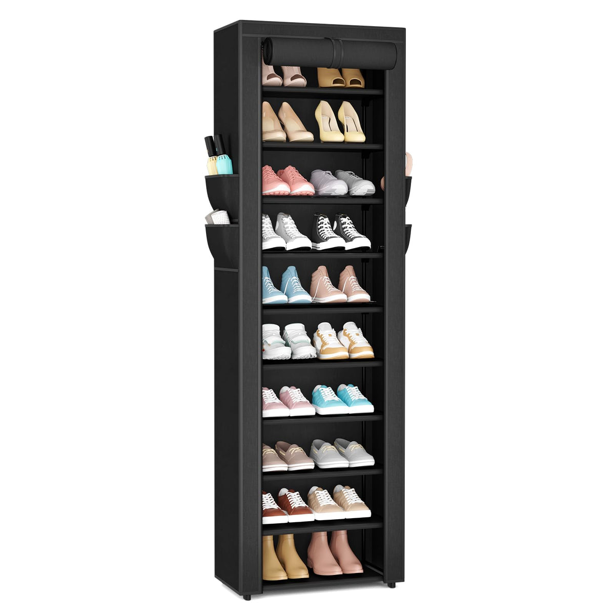 VTRIN Shoe Rack with Cover Organizer 10 Tier Vertical Shoe Stand - Image 1