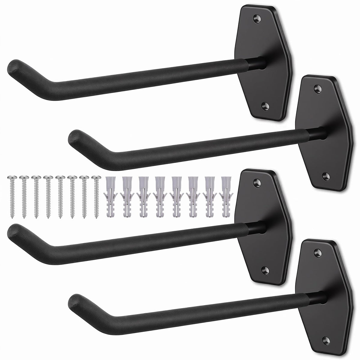 4 Pack 10" Heavy Duty Garage Hooks Steel Wall Mount Storage - Image 1